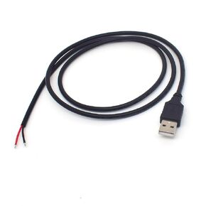 20AWG USB Male Cable Ends, 1PCS 0.3M/1FT USB A Male 2 Pin Bare Wire 12V 5A Power Pigtail 2 Wire Open End Cable for DIY,USB Plug Replacement
