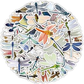 Dragonfly Stickers |50 Insect Dragonfly Water Bottle Aesthetic Stickers Kids Teenagers Adults Laptop Skateboard Guitar Mobile Phone Skateboard Helmet Waterproof Vinyl Stickers