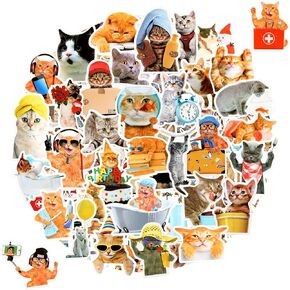 200Pcs Cat Meme Stickers, Funny Cat Stickers, Waterproof Vinyl Sticker Decals for Laptop, Water Bottle, Phone, Cute Cat Stickers for Girls Boys