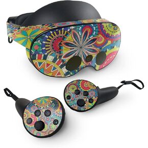 MightySkins Glossy Glitter Skin Compatible with Meta Quest Pro - Flower Wheels | Protective, Durable High-Gloss Glitter Finish | Easy to Apply, Remove, and Change Styles | Made in The USA