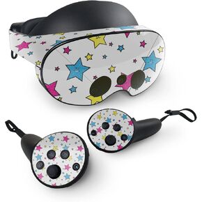 MightySkins Glossy Glitter Skin Compatible with Meta Quest Pro - Smiley Stars | Protective, Durable High-Gloss Glitter Finish | Easy to Apply, Remove, and Change Styles | Made in The USA