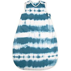 Crane Baby Wearable Blanket, Wearable Soft Cotton Baby Blanket for Boys and Girls 0-9 Months, Blue Tie-Dye, 19"w x 30"h