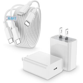 USB C Charger for iPhone 15 Charger, 2Pack USBC Charger Type C Charger Fast Charging USB C Charger Block and 6.6ft USB C Cable Compatible with iPhone 16/15 Pro/15 Pro Max/15 Plus/iPad/AirPods Samsung