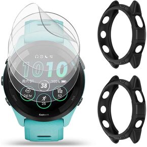 Watch Screen Protector (4+2Pack) Compatible for Garmin Forerunner 265, Film Anti-Scratch High Definition Full Coverage and Soft TPU Protective Case