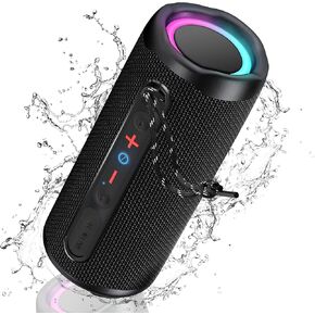 KingSom Portable Bluetooh Speaker with Lights,Powerful Crystal Clear Sound Bluetooth Speaker,IPX5 Waterproof Wireless Speaker,BT5.3 & TF-Card Input,TWS Paring,24H Playtime Portable Speaker for Outdoor