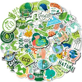 ملصقات حماية البيئة 50 ملصق فينيل أخضر مقاوم للماء للأطفال في سن المراهقة والبالغين للكمبيوتر المحمول والكمبيوتر المحمول والجيتار والأمتعة والهاتف وزجاجة مياه لحماية الأرض in Kuwait