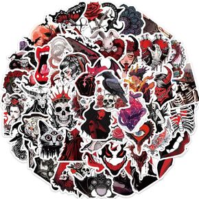 50 Pcs Scary Movie Stickers,Halloween Horror Skull Stickers,Waterproof Vinyl Gothic Stickers for Laptops, Water Bottles, Horror Stickers for Adults for Adults Girls Teens Mens.