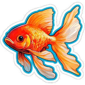 Goldfish Sticker Travel Outdoors Decal Vinyl Small Waterproof for Water Bottle Mug Passport Book Scrapbook Notebook Laptop Tumbler Skateboard Computer Phone Size 4" Funny Gift ID44990