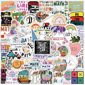 Math Stickers 60Pcs Students Funny Logic Love Gifts Aesthetic Vinyl Decals Pack Sticker for Men Nerd Choice Math Lovers Teachers School for Mathy Folks Water Bottle Laptop Skateboard