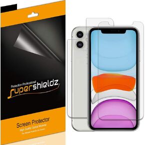 Supershieldz Designed for Apple iPhone 11 (6.1 inch) (Front and Back) Screen Protector, (3 Front and 3 Back) High Definition Clear Screen Shield (PET)