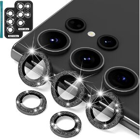 Suoman [5+5 PCS] for Samsung Galaxy S23 Ultra Camera Lens Protector, Premium Tempered Glass Glitter Camera Lens Protector for Samsung Galaxy S23 Ultra 5G 6.8 Inch [Glitter Diamonds] - Bling Green