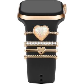 Charm Fashion Decorative Ring for Apple Watch Silicone Band Charm 49mm 45mm 44mm 42mm 41mm 40mm 38mm iwatch ultra Series 8 7 6 5 4 3 2 Diamond Sparkle Decorative Metal Charm (Without Band)