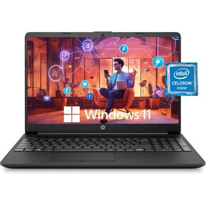 HP 15.6"" Notebook Laptop, for Student & Business, Intel Dual-Core Processor, FHD Display, HDMI, RJ-45 Ethernet Port, Wi-Fi, Webcam, Win 11 Pro, w P500 SSD (32GB RAM | 1TB SSD), Black