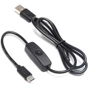 JacobsParts 3A USB Type C Cable On/Off Power Button Switch Raspberry Pi & Phone Charging