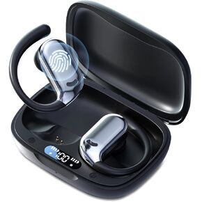 Sport Wireless Earbuds, Bluetooth 5.4 Headphones with ENC and AI Noise Cancellation, Hi-Fi Audio 60H Playback & Dual LED Display, Sport Bluetooth Eerphones with Earhooks for Workout, Running