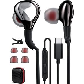 سماعات رأس USB C لهاتف iPhone 16 15 Pro Plus Samsung S24 S23 S22 Ultra Flip Fold A53، سماعات أذن سلكية بخاصية إلغاء الضوضاء داخل الأذن من النوع C، ميكروفون للتحكم في مستوى الصوت لجهاز iPad Pro، Pixel 8 7a 6 in Kuwait