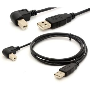 1.5M USB to Printer Adapter Cables 90 Degree USB 2.0 A Male to B Down Angle Plug Converter Lead 480Mbps High Speed Adaptor Scanner Extension Cord (Down)