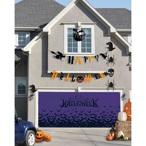 Halloween Garage Door Banner Cover 7 x 16 ft, Halloween Funny Skull Skeleton Victory Halloween Garage Door Decorations Holiday Halloween Backdrop Decor for Winter New Year Halloween Party