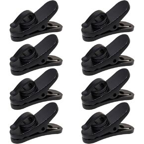 Mini Skater 1 Inch Small Plastic Rotate Earphone Clips for Fixing Earbuds Cables Corded Headset Headphone Wires to Shirt, Pack of 8 (Black)