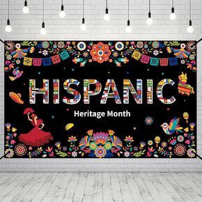 SEPGLITTER Hispanic Heritage Month Backdrop,70 x43 Inches Latin American Banner Spanish Classroom Decoration National Celebration Decoration Holiday Banner
