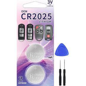 2 Pack CR2025 Remote Key Fob Battery(2009-2020) Replacement for Mazda 3 6 CX-3 CX-5 CX-9 MX-5 Miata Yaris IA Smart KR55WK49383, WAZX1T768SKE11A03, A04 Smart Key Case Shell