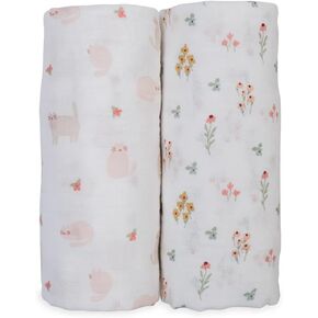 lulujo Baby Swaddle Blankets | Unisex Softest Breathable Cotton Muslin Swaddle Blanket Set | Neutral Receiving Blanket for Girls & Boys | 40in x 40in | Mushroom & Sand | 2-Count