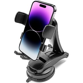 Car Phone Holder Mount Clip, Upgraded 3-in-1 Car Phone Holder Mount, Powerful Vacuum Suction Phone Mount for Car Dashboard Air Vent Windshield, 360° Adjustable, for All iPhone Android Phone