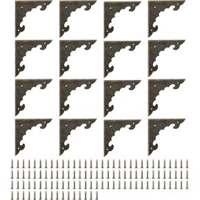 uxcell 30pcs Vintage Corner Protector 2.3"x2.3"x0.2" Decorative Metal Edge Corner Protectors Brackets with Mounting Nails for Box Wooden Case Chest Table Desk Bronze