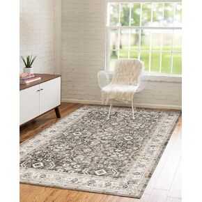 5x7 Area Rugs,Stain Resistant Washable Rug,Non-Slip Ultra-Thin Carpet for Living Room Entryway Bathroom Indoor (Brown, 5x7ft)