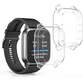 kwmobile Case Compatible with Garmin Venu Sq 2 Music/Sq 2 Case - 2X TPU Silicone Fitness Tracker Cover - Black