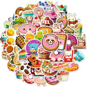 50 حزمة لطيف Kawaii الكرتون الغذاء الفينيل ملصقات الموسيقى للماء لزجاجة مياه كمبيوتر محمول لوح التزلج سيارة الوفير هدايا الكمبيوتر للبالغين بنين بنات المراهقين