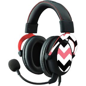 MightySkins Skin Compatible with Kingston HyperX Cloud II Gaming Headset - Black Pink Chevron | Protective, Durable, and Unique Vinyl Decal wrap Cover | Easy to Apply, Remove | Made in The USA