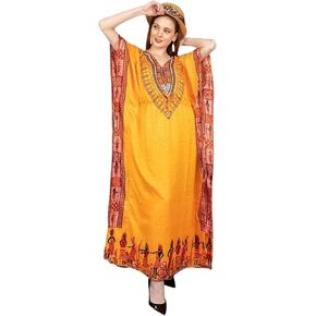 فستان قفطان نسائي مطبوع أفريقي تونك طويل ماكسي مقاس كبير فستان قفطان مطبوع من البوليستر لحفلات الشاطئ فستان نوم كيمونو غير رسمي in Kuwait