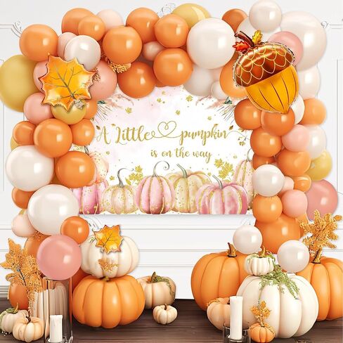 Mocsicka Fall Pumpkin Baby Shower Backdrop for Girl 7x5ft Pink Floral Pumpkin Baby Shower Decorations Autumn A Little Pumpkin is on The Way Baby Shower Backgroud Banner Photo Booth Props in Saudi Arabia