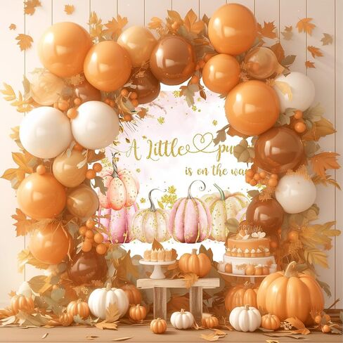Mocsicka Fall Pumpkin Baby Shower Backdrop for Girl 7x5ft Pink Floral Pumpkin Baby Shower Decorations Autumn A Little Pumpkin is on The Way Baby Shower Backgroud Banner Photo Booth Props in Saudi Arabia