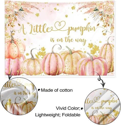 Mocsicka Fall Pumpkin Baby Shower Backdrop for Girl 7x5ft Pink Floral Pumpkin Baby Shower Decorations Autumn A Little Pumpkin is on The Way Baby Shower Backgroud Banner Photo Booth Props in Saudi Arabia