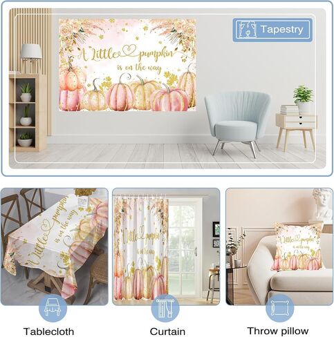 Mocsicka Fall Pumpkin Baby Shower Backdrop for Girl 7x5ft Pink Floral Pumpkin Baby Shower Decorations Autumn A Little Pumpkin is on The Way Baby Shower Backgroud Banner Photo Booth Props in Saudi Arabia