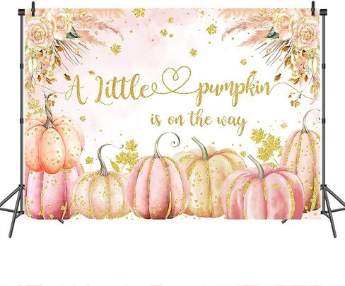 Mocsicka Fall Pumpkin Baby Shower Backdrop for Girl 7x5ft Pink Floral Pumpkin Baby Shower Decorations Autumn A Little Pumpkin is on The Way Baby Shower Backgroud Banner Photo Booth Props in Saudi Arabia