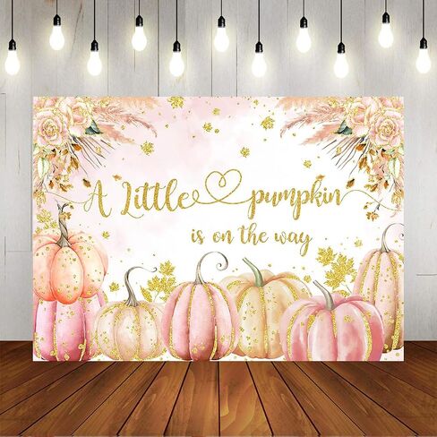 Mocsicka Fall Pumpkin Baby Shower Backdrop for Girl 7x5ft Pink Floral Pumpkin Baby Shower Decorations Autumn A Little Pumpkin is on The Way Baby Shower Backgroud Banner Photo Booth Props in Saudi Arabia