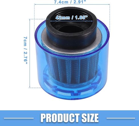 Air Filter Cleaner Straight 47mm/1.85" Motorcycle Filter for 110-125cc Most Motorcycles ATV Mopeds Dirt Bikes Race Bikes Blue in Saudi Arabia