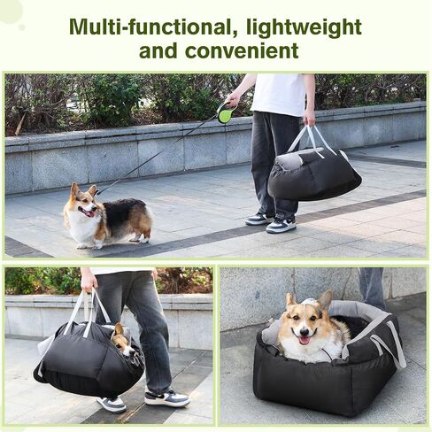 Pecute Dog Car Seat for Medium/Small Dog, Soft Dog Car Bed, Pet Booster Car Seat with Storage Pockets, Thickened Filling Travel Dog Bed Detachable Washable, Pet Soft Cushion Fits for All Cars in Saudi Arabia