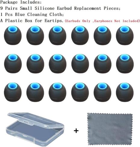 Replacement Earbud Tips Silicone Earbud Tips Ear Gels Fit for Inner Hole from 3.8mm - 5.1mm Earphones 9 Pairs Small Earbuds Replacement Tips, Black-Blue in Saudi Arabia