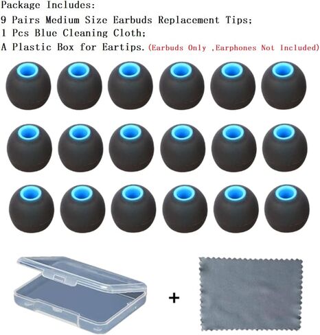 Replacement Earbud Tips Silicone Earbud Tips Ear Gels Fit for Inner Hole from 3.8mm - 5.1mm Earphones 9 Pairs Small Earbuds Replacement Tips, Black-Blue in Saudi Arabia