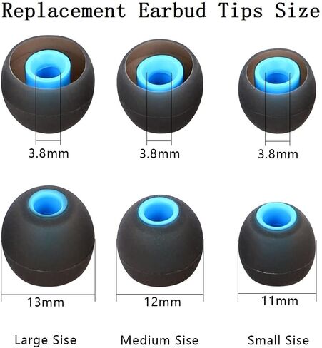 Replacement Earbud Tips Silicone Earbud Tips Ear Gels Fit for Inner Hole from 3.8mm - 5.1mm Earphones 9 Pairs Small Earbuds Replacement Tips, Black-Blue in Saudi Arabia