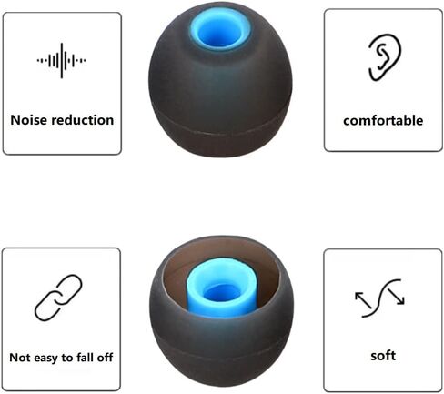 Replacement Earbud Tips Silicone Earbud Tips Ear Gels Fit for Inner Hole from 3.8mm - 5.1mm Earphones 9 Pairs Small Earbuds Replacement Tips, Black-Blue in Saudi Arabia