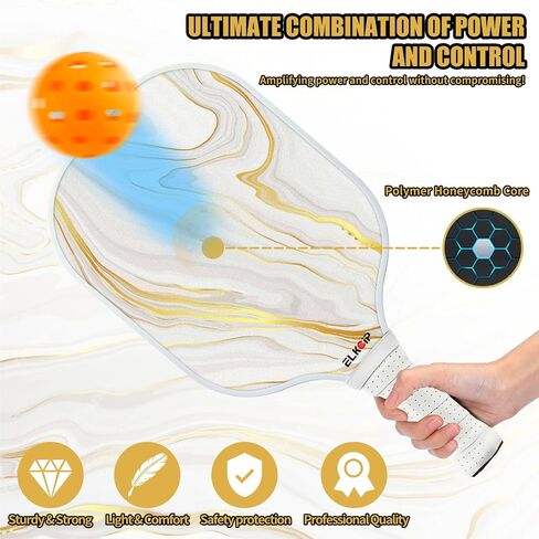 Composite Pickleball Paddle with Cover for Women, Graphite Carbon Fiber Polypropylene Honeycomb Core Pickleball Racquet Gift for Mother Wife Grandmother Girlfriend in Saudi Arabia