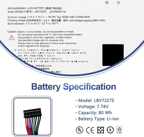 استبدال بطارية الكمبيوتر المحمول ANTIEE LBV7227E لـ LG Gram 15 16 17 2020 2021 15Z90N 17Z90N 16Z90P 16ZD90P 16Z90PC 17Z90P 16Z90PG 17Z90N-VA76K Series 2IC96/90/114 7.74V 103 36 مللي أمبير 80 واط ساعة in Saudi Arabia