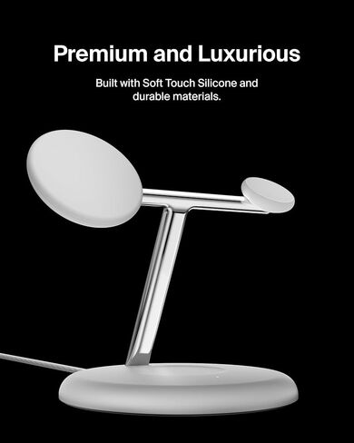 Belkin 3-in-1 Wireless Charging Stand with Magnetic MagSafe Compatible Qi2 15W, Fast Charging iPhone Charger for iPhone 15, 14, and 13 Series, AirPods, Apple Watch, & More (PSU Included) - Black in Kuwait