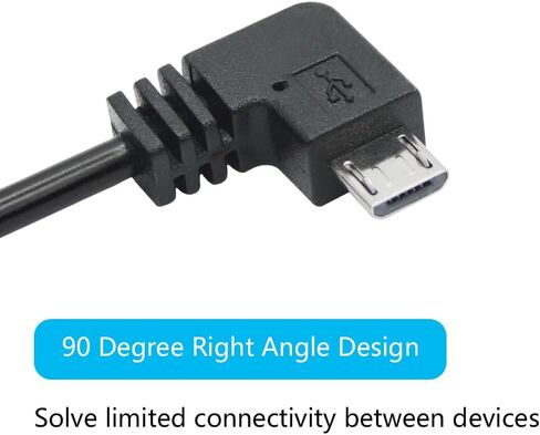 11FT 90 Degree Micro USB Power Cable, Right Angle Micro USB Dash Cam Charging Cord, for Car Dash Cam, Phones and Other Micro USB Devices Charging in Kuwait