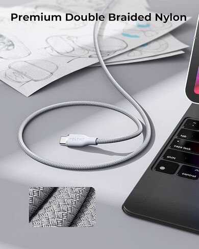 VOLTME USB C to USB C Cable (6ft 60W, 2Pack), USB 2.0 Type C Charging Cable Fast Charger for MacBook Pro 2020, iPad Pro 2020, iPad Mini, MacBook Air 2020, Galaxy S21, Switch (Green) in Kuwait